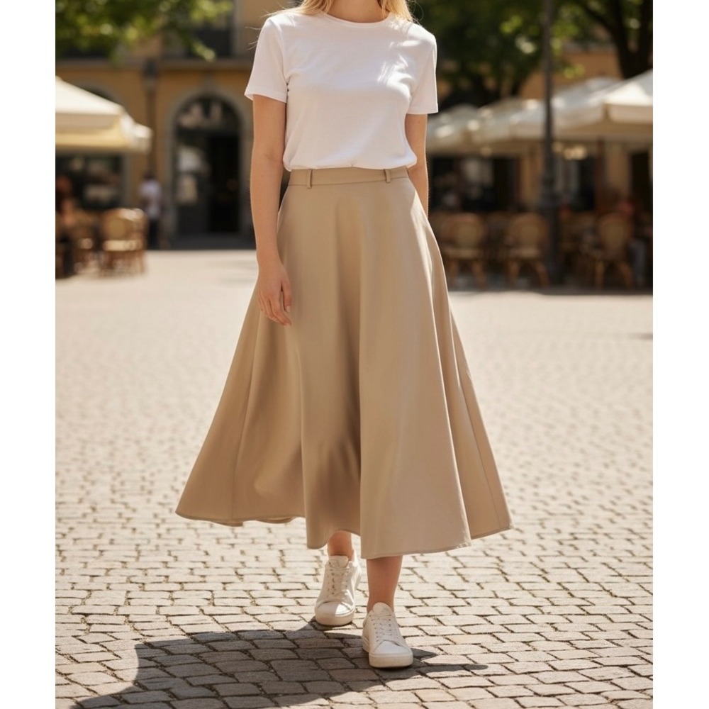 Cottage Prairie Core Khaki Skirt A Line Infinity by Esquinier Women's READ Sz 4